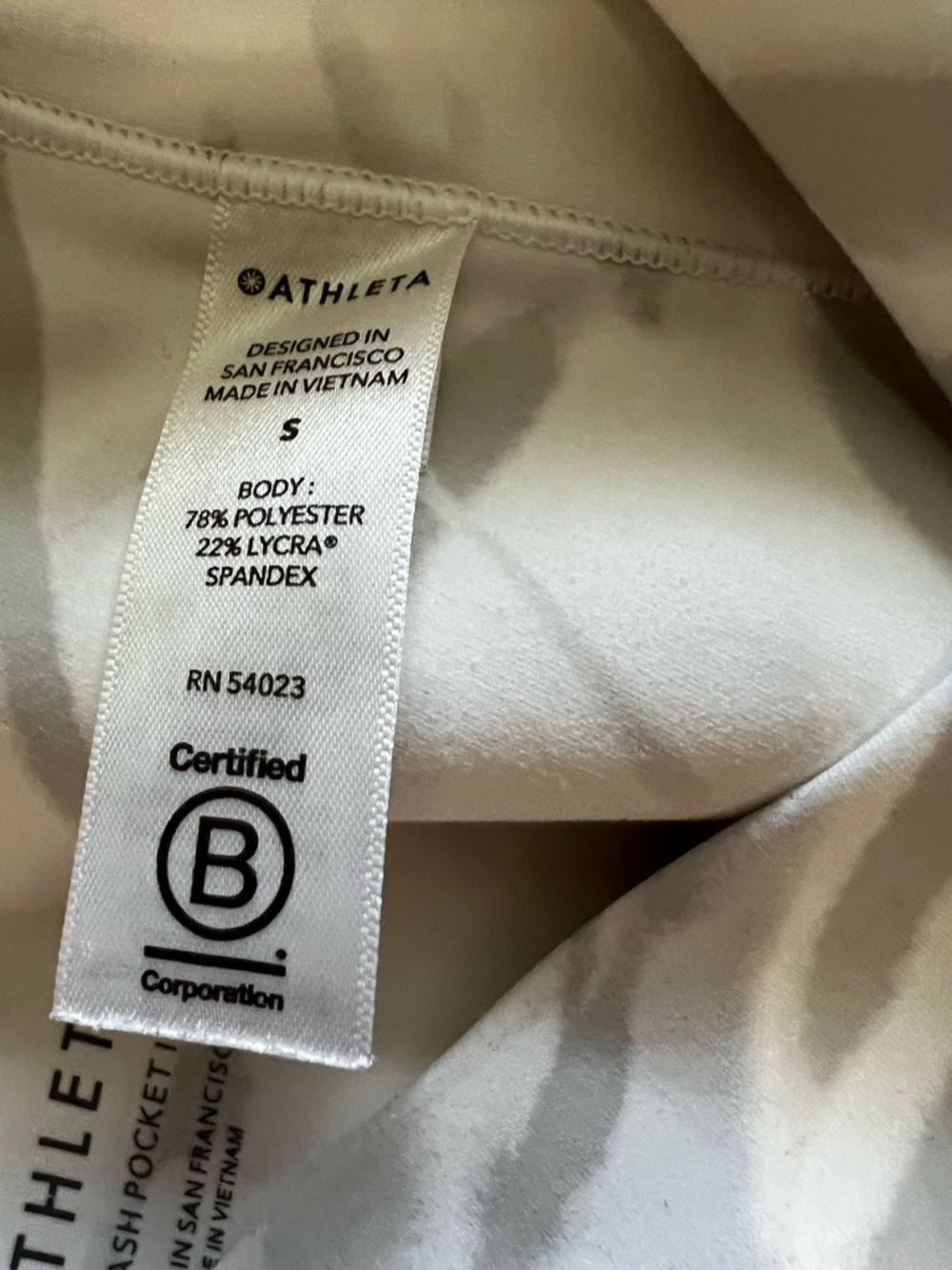 Athleta Salutation Stash Pocket White Light Gray Marble-Print Athletic Leggings - Picture 11 of 11